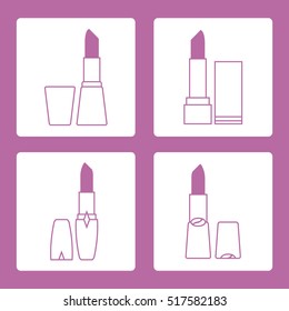 Vector illustration with various tubes of  lipstick. Glamour fashion vogue style. 