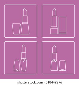 Vector illustration with various tubes of  lipstick. Glamour fashion vogue style. 
