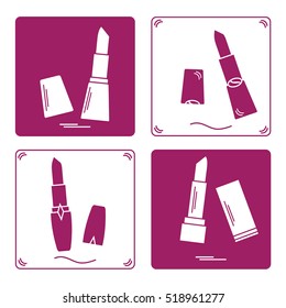 Vector illustration with various tubes of  lipstick. Glamour fashion vogue style. 