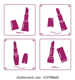 Vector illustration with various tubes of  lipstick. Glamour fashion vogue style. 
