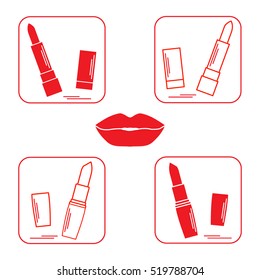 Vector illustration with various tubes of  lipstick. Glamour fashion vogue style. 