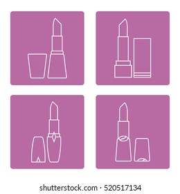 Vector illustration with various tubes of  lipstick. Glamour fashion vogue style. 