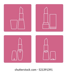 Vector illustration with various tubes of  lipstick. Glamour fashion vogue style. 