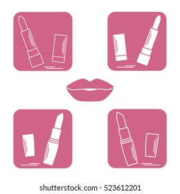 Vector illustration with various tubes of  lipstick. Glamour fashion vogue style. 