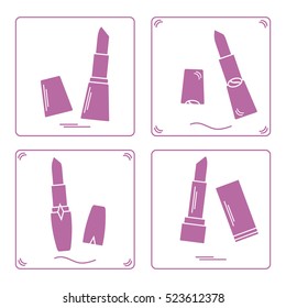 Vector illustration with various tubes of  lipstick. Glamour fashion vogue style. 
