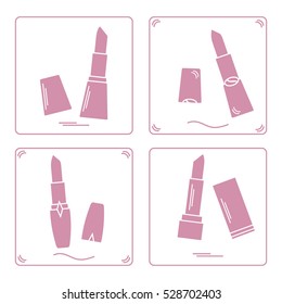 Vector illustration with various tubes of  lipstick. Glamour fashion vogue style. 