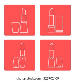 Vector illustration with various tubes of  lipstick. Glamour fashion vogue style. 