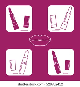Vector illustration with various tubes of  lipstick. Glamour fashion vogue style. 
