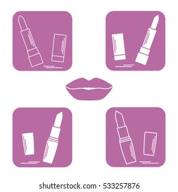 Vector illustration with various tubes of  lipstick. Glamour fashion vogue style. 
