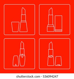 Vector illustration with various tubes of  lipstick. Glamour fashion vogue style. 