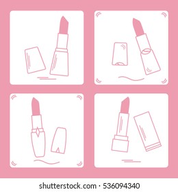 Vector illustration with various tubes of  lipstick. Glamour fashion vogue style. 