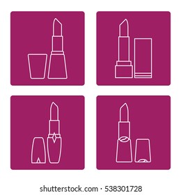 Vector illustration with various tubes of  lipstick. Glamour fashion vogue style. 