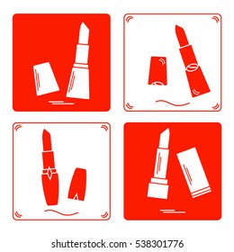Vector illustration with various tubes of  lipstick. Glamour fashion vogue style. 