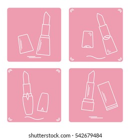 Vector illustration with various tubes of  lipstick. Glamour fashion vogue style. 