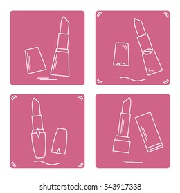 Vector illustration with various tubes of  lipstick. Glamour fashion vogue style. 