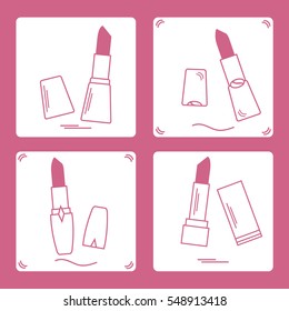 Vector illustration with various tubes of  lipstick. Glamour fashion vogue style. 