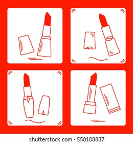 Vector illustration with various tubes of  lipstick. Glamour fashion vogue style. 