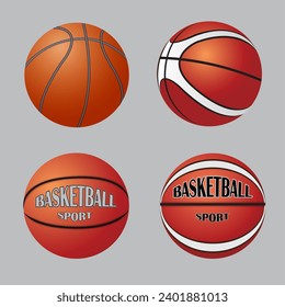 Ilustración vectorial de varios tipos de bolas de baloncesto.