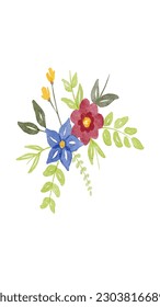 ilustración vectorial de varios tipos de hojas y flores en varios colores