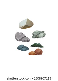 Vector illustration of various types of stones