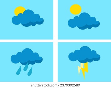 vector illustration of various weather conditions in icon form, this vector is perfect for use as a weather notification icon, logo, image, application, and so on