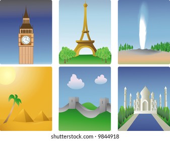 Vector illustration of various world destinations