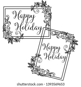 Vector illustration various wreath frame for invitation card happy holiday hand drawn