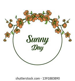 Vector illustration various writing sunny day for wreath frame