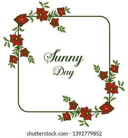 Vector illustration various writing sunny day for design flower frame