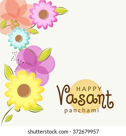Vector illustration of  Vasant Panchami background with Goddess Saraswati .