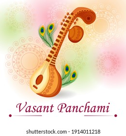 ilustración vectorial del fondo del festival indio Vasant Panchami Saraswati Puja