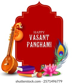 vector illustration of Vasant Panchami Saraswati Puja Indian festival background