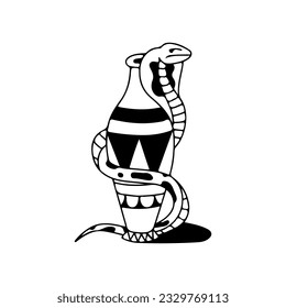 vector illustration of a vase with a cobra