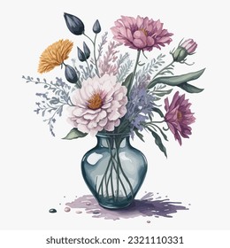Vector illustration of a vase of flowers