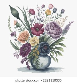 Vector illustration of a vase of flowers