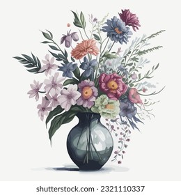 Vector illustration of a vase of flowers