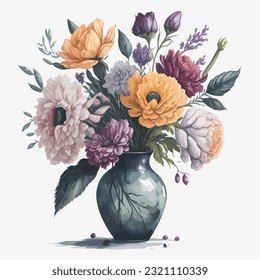 Vector illustration of a vase of flowers