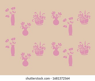Vector illustration of a vase of flowers, patterns, background, association with flowers