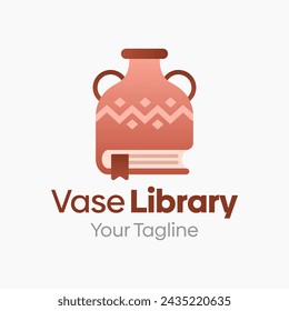 Vector Illustration for Vase Library Logo: A Design Template Merging Concepts of a Book and Vase Shape