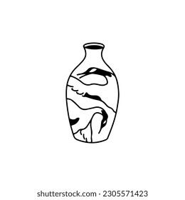 Vector illustration of a vase patterned with birds