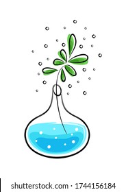 Vector illustration with a vase plant. Interior illustration. Vase with a plant on a white background. Printable and web template.
