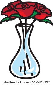 Vector illustration of a vase of roses icon or symbol