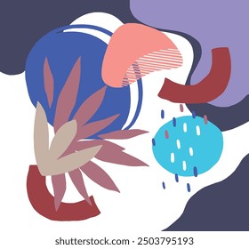 vector illustration with a vase in which there are plants Vector Matisse inspired seamless pattern, colorful design, 