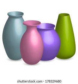Vector Illustration of Vases of different colors