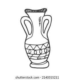Vector illustration with vases. Doodle drawing. Pottery