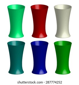 Vector illustration of Vases for flowers of different colors.