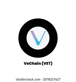 Vector illustration of Vechain (VET) cryptocurrency logo, symbol in a white background.