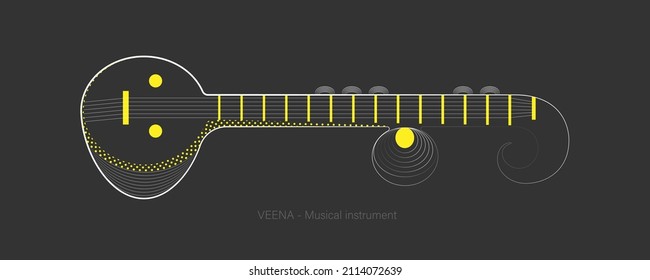 Vector Illustration of Veena a musical instrument for Vasant Panchami or Basant Panchami or Saraswati Puja