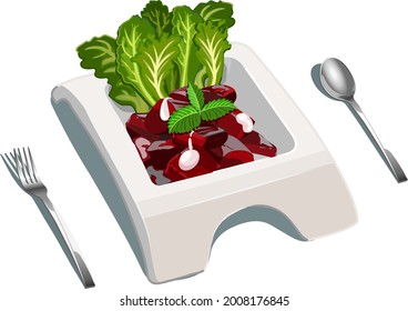 Vector illustration of Veg creamy beetroot salad