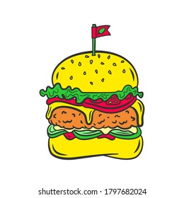 Vector illustration of vegan burger